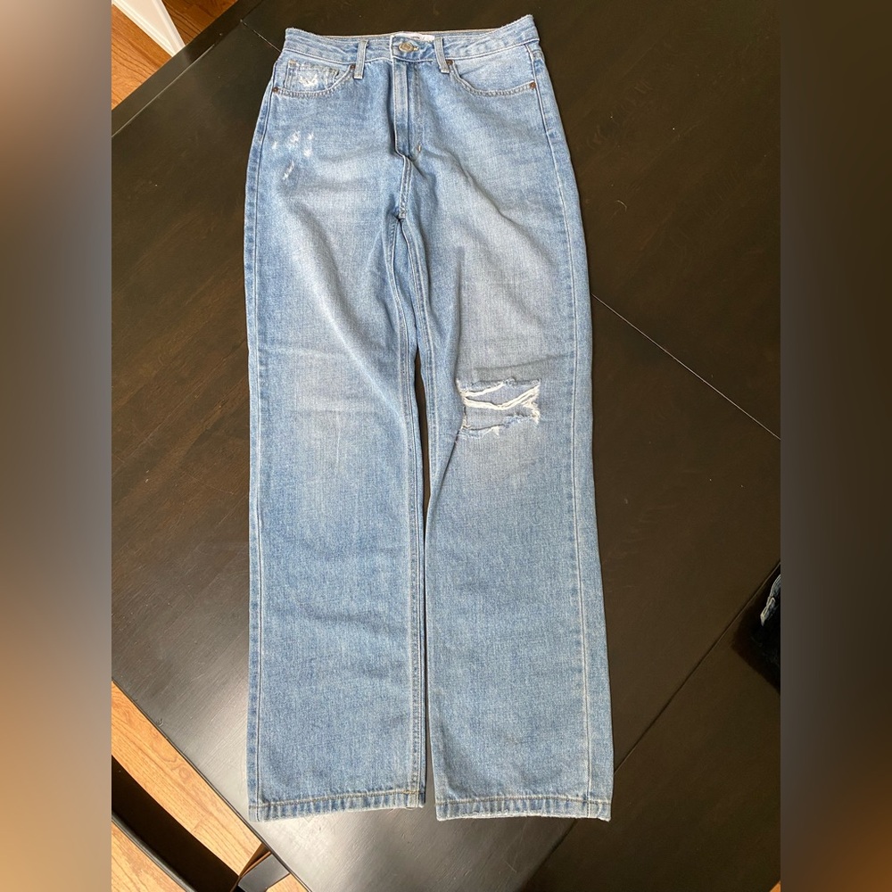 Just Black Blue Straight Leg Jeans lightly Distressed